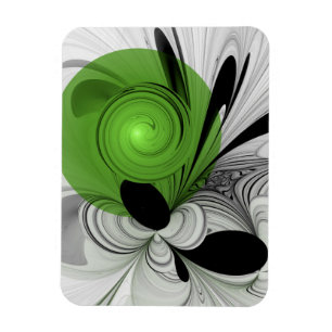 Magnet Flexible Abstrait noir et blanc avec art fractal vert