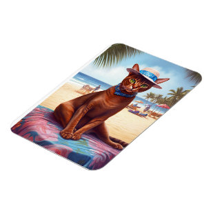 Magnet Flexible Abyssinian cat on Beach, cadeau d'été pour amoureu