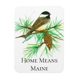 Magnet Flexible Accueil Moyens Maine Chickadee Bird Tassel Pinecon