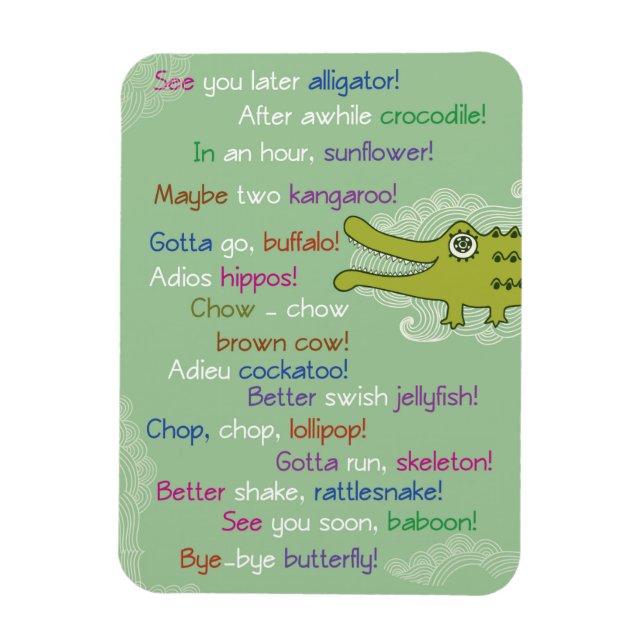 Magnet Flexible Adieu et bonne chance de Groupe, Alligator (Vertical)