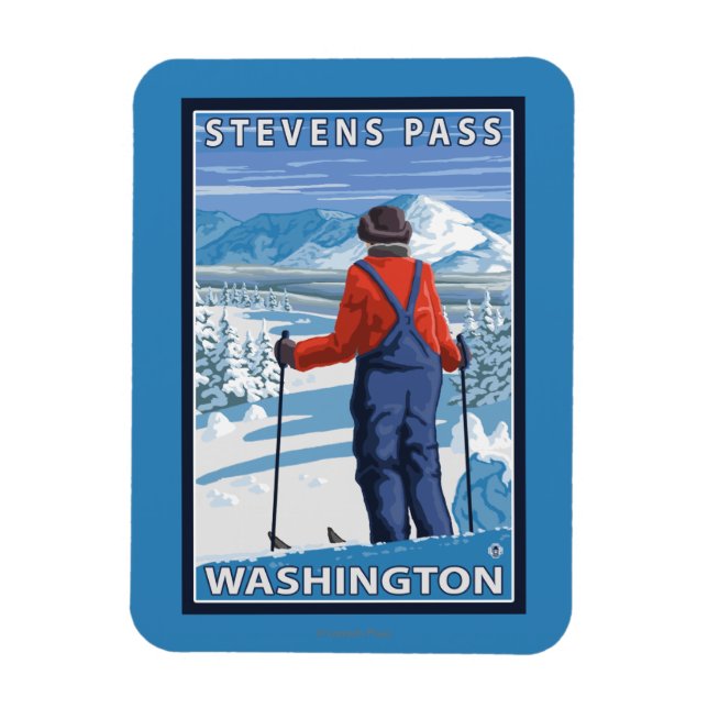 Magnet Flexible Admirant skieur - Stevens Pass, Washington (Vertical)