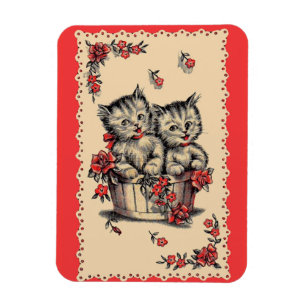 Magnet Flexible adorable chatons dans un panier de fleurs