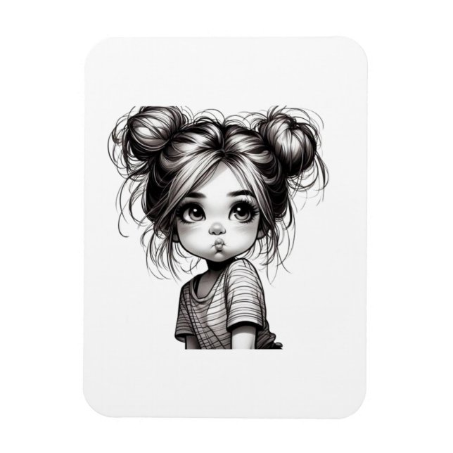 Magnet Flexible Adorable Fille de Noël avec chatte - Idée cadeau m (Vertical)