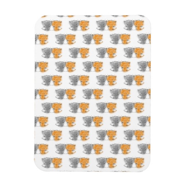 Magnet Flexible Adorable Fluffy Kittens Illustration Cat Art (Vertical)