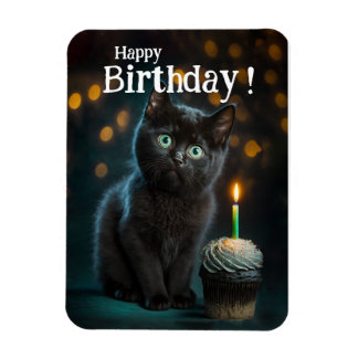 Magnet Flexible Adorable Kitten noir Anniversaire, personnalisable