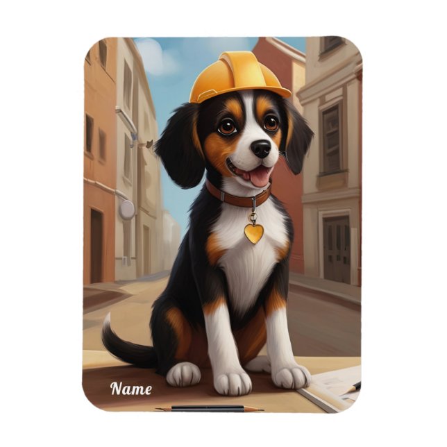 Magnet Flexible Adorable ouvrier de construction Chien Cute Chiot  (Vertical)