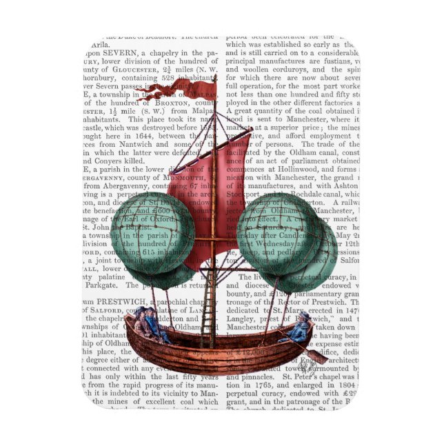 Magnet Flexible Aéronef À Ballon À Air Chaud À Voile Rouge (Vertical)