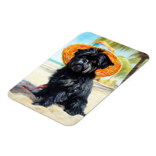 Magnet Flexible Affenpinscher sur la plage, cadeau d'été pour les