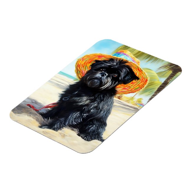 Magnet Flexible Affenpinscher sur la plage, cadeau d'été pour les  (Côté Gauche)