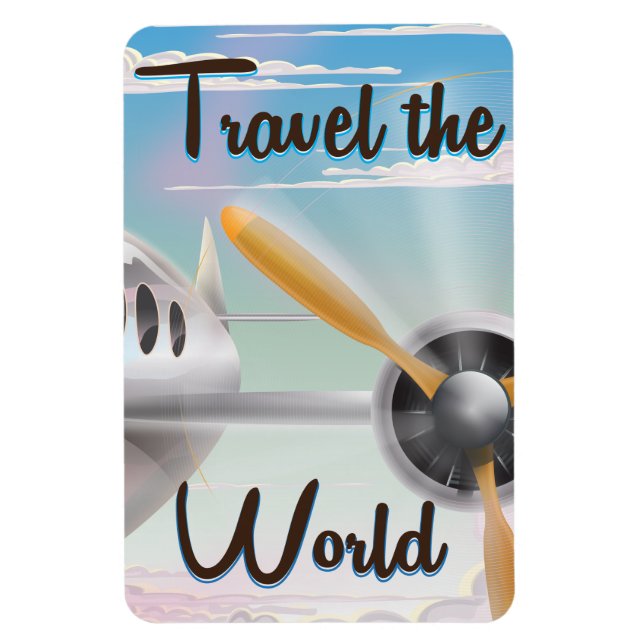 Magnet Flexible Affiche d'avion classique Voyagez dans le monde (Vertical)