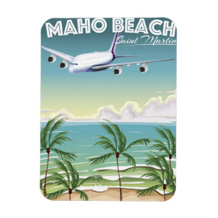 Magnet Flexible Affiche d'avion de la plage de Maho Saint-Martin