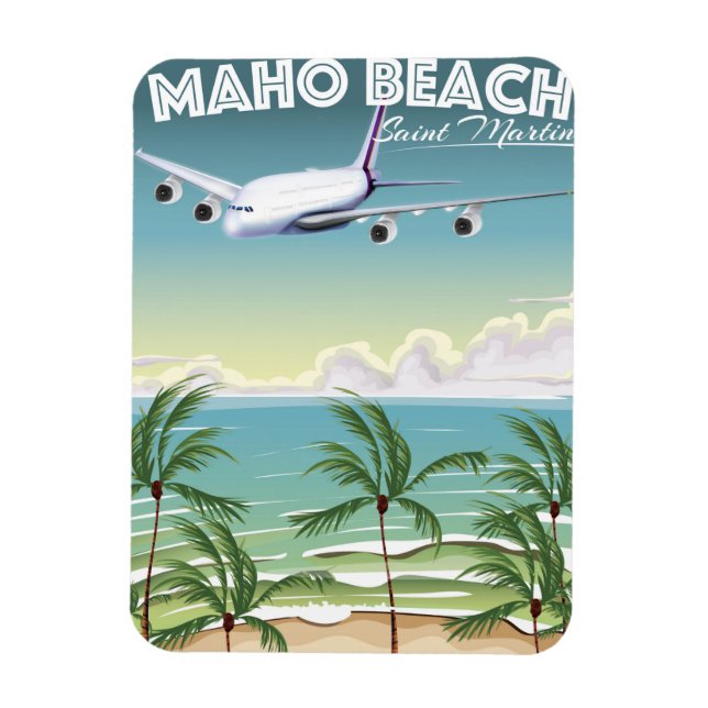 Magnet Flexible Affiche d'avion de la plage de Maho Saint-Martin (Vertical)