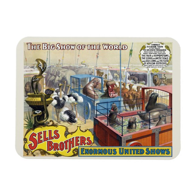 Magnet Flexible Affiche De Cirque Montrant Des Animaux Sauvages Da (Horizontal)