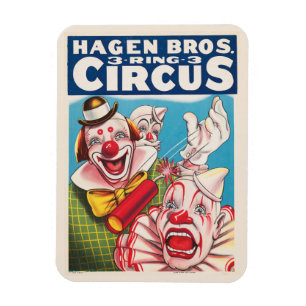 Magnet Flexible Affiche De Cirque Montrant Les Visages Clown Et Cr