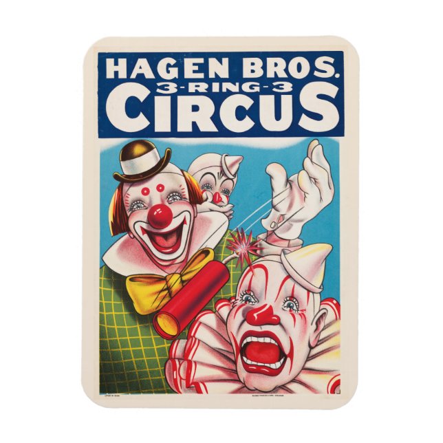 Magnet Flexible Affiche De Cirque Montrant Les Visages Clown Et Cr (Vertical)