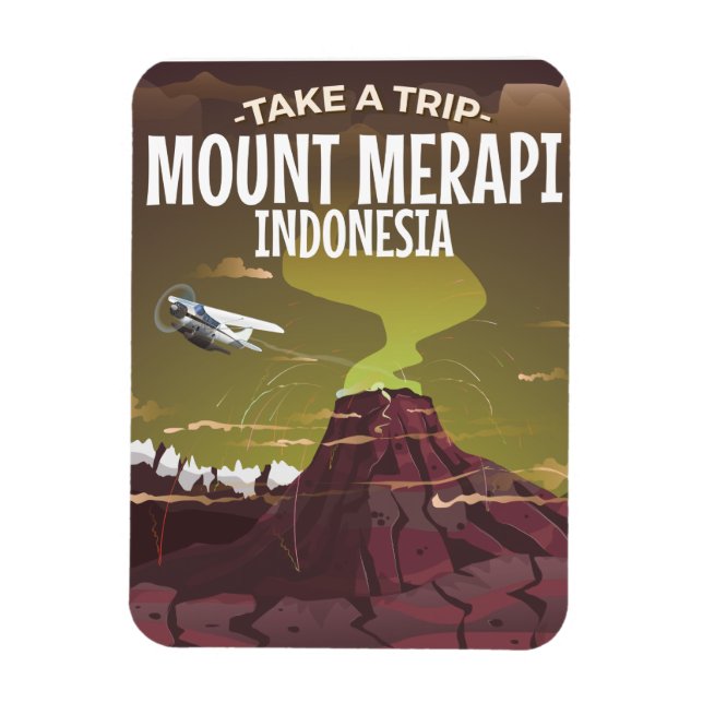 Magnet Flexible Affiche de dessin animé du Mont Merapi Indonésie v (Vertical)