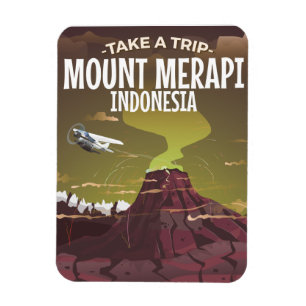 Magnet Flexible Affiche de film d'animation vintage du mont Merapi
