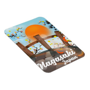 Magnet Flexible Affiche de fleurs japonaises de Nagasaki.