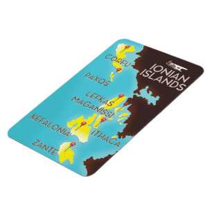 Magnet Flexible Affiche de la carte des îles Ioniennes.