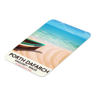 Magnet Flexible Affiche de la plage galloise de Porth Dafarch, Ang