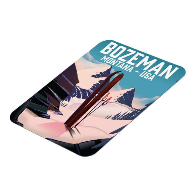 Magnet Flexible Affiche de ski Bozeman Montana (Côté Gauche)