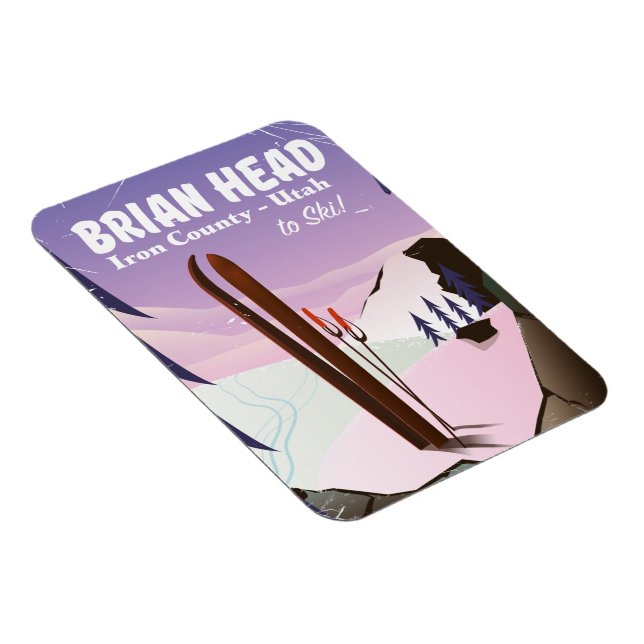 Magnet Flexible Affiche de ski de Brian Head, comté d'Iron Utah, É (Côté Droit)