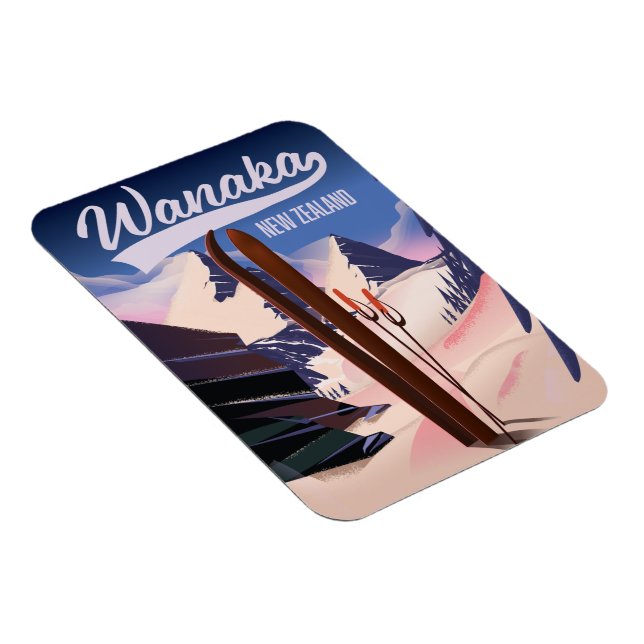 Magnet Flexible Affiche de ski de Wanaka en Nouvelle-Zélande (Côté Droit)