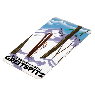 Magnet Flexible Affiche de ski Greitspitz Suisse & Autriche