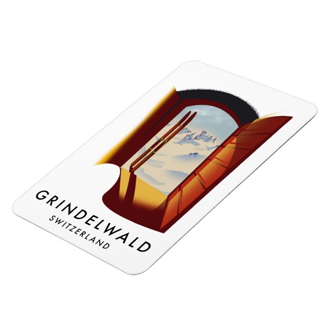 Magnet Flexible Affiche de ski Grindelwald Suisse (Côté Gauche)