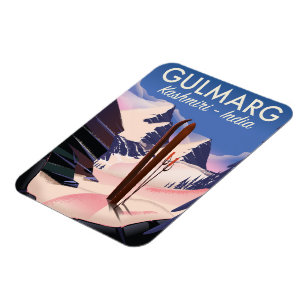Magnet Flexible Affiche de ski Gulmarg Kashmiri Inde
