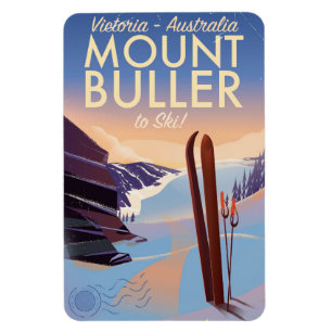 Magnet Flexible Affiche de ski vintage du mont Buller en Australie