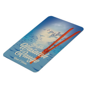 Magnet Flexible Affiche de ski Wasatch Range Utah & Idaho