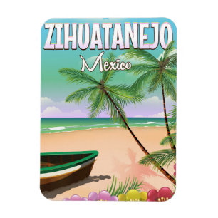 Magnet Flexible Affiche de vacances de plage mexicaine à Zihuatane