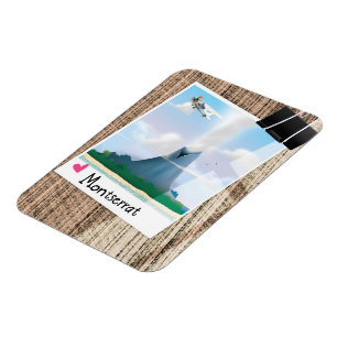 Magnet Flexible Affiche de vacances du volcan Montserrat.
