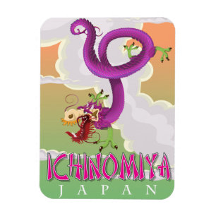 Magnet Flexible Affiche de vacances vintage Ichinomiya Japon.