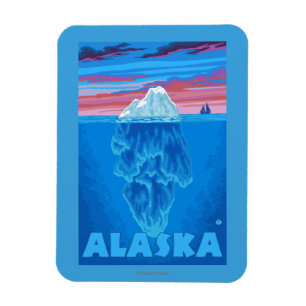 Magnet Flexible Affiche de Vintage voyage d'AlaskaIceberg