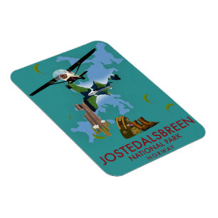 Magnet Flexible Affiche de vol du parc national Jostedalsbreen