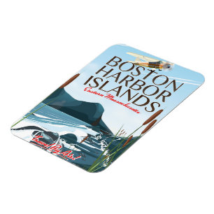 Magnet Flexible Affiche de vol pour le port de Boston Massachusett