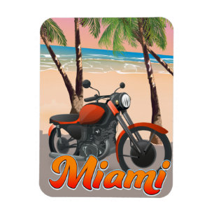 Magnet Flexible Affiche de voyage à moto à Miami