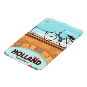 Magnet Flexible Affiche de voyage à vélo Hollande "Ik zal handhave