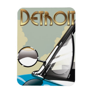 Magnet Flexible Affiche de voyage automobile vintage de Détroit Mi