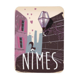 Magnet Flexible Affiche de voyage caricaturale de Nîmes France