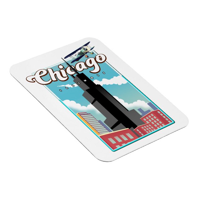 Magnet Flexible Affiche de voyage Chicago Illinois États-Unis (Côté Droit)