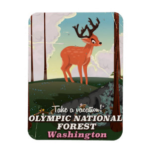 Magnet Flexible Affiche de voyage dans la forêt nationale Olympiqu
