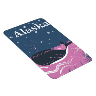 Magnet Flexible Affiche de voyage de la baleine vintage dessin ani