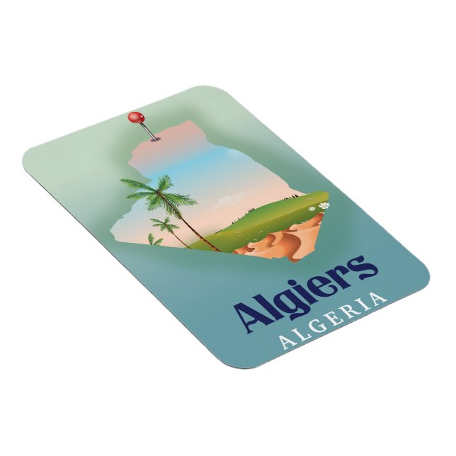 Magnet Flexible Affiche de voyage de la carte algérienne d'Alger (Côté Droit)