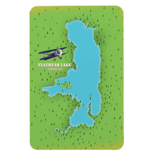 Magnet Flexible Affiche de voyage de la carte du lac Flathead Mont