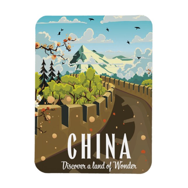 Magnet Flexible Affiche de voyage de la Grande Muraille de Chine (Vertical)