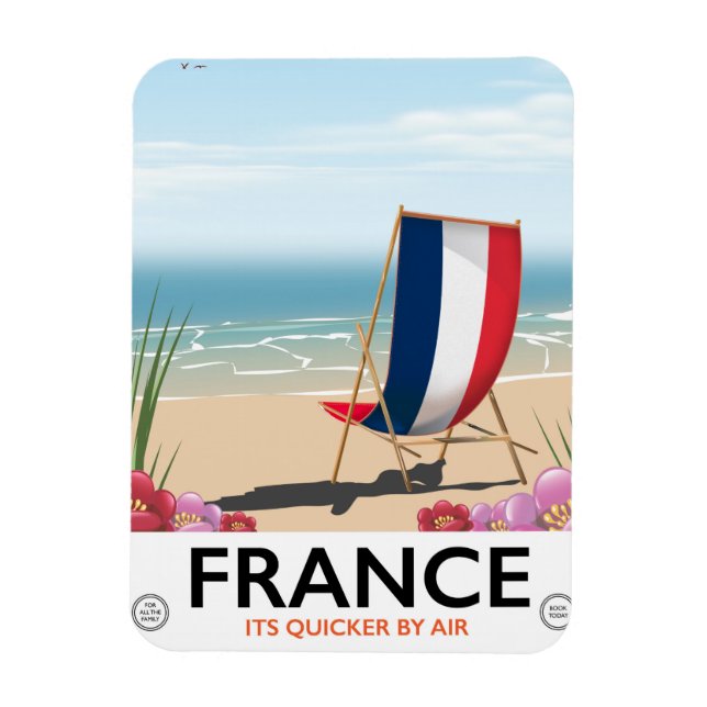 Magnet Flexible Affiche de voyage de la plage côtière de France (Vertical)