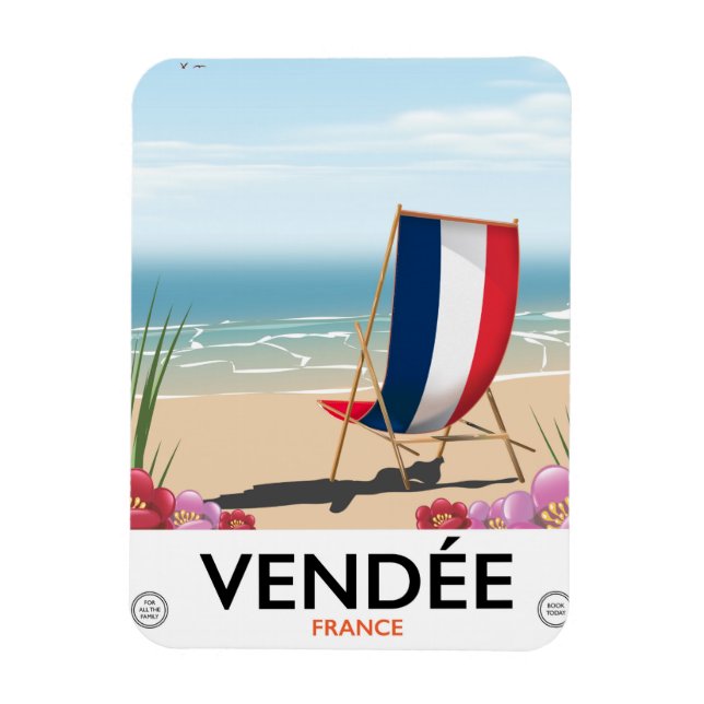 Magnet Flexible Affiche de voyage de la plage côtière de France (Vertical)